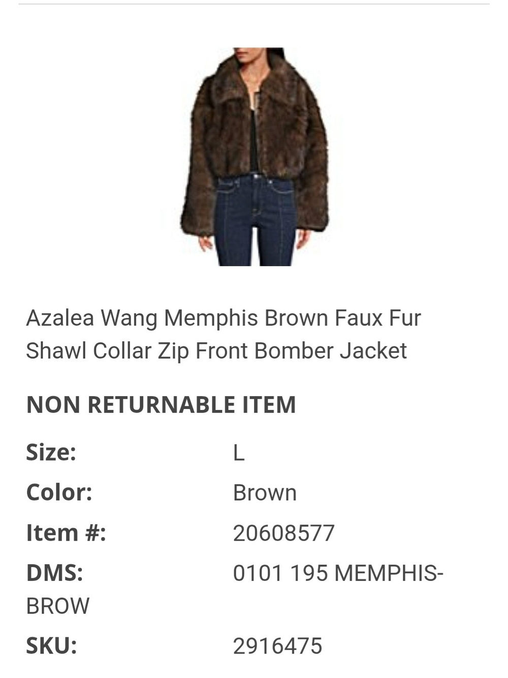 Brown Faux Fur Shawl Collar Bomber Jacket